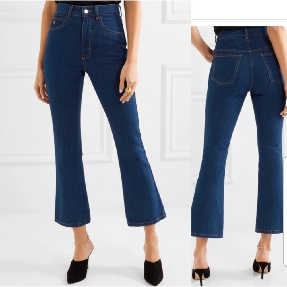 Attico Blanca Cropped High Rise Flared Jeans